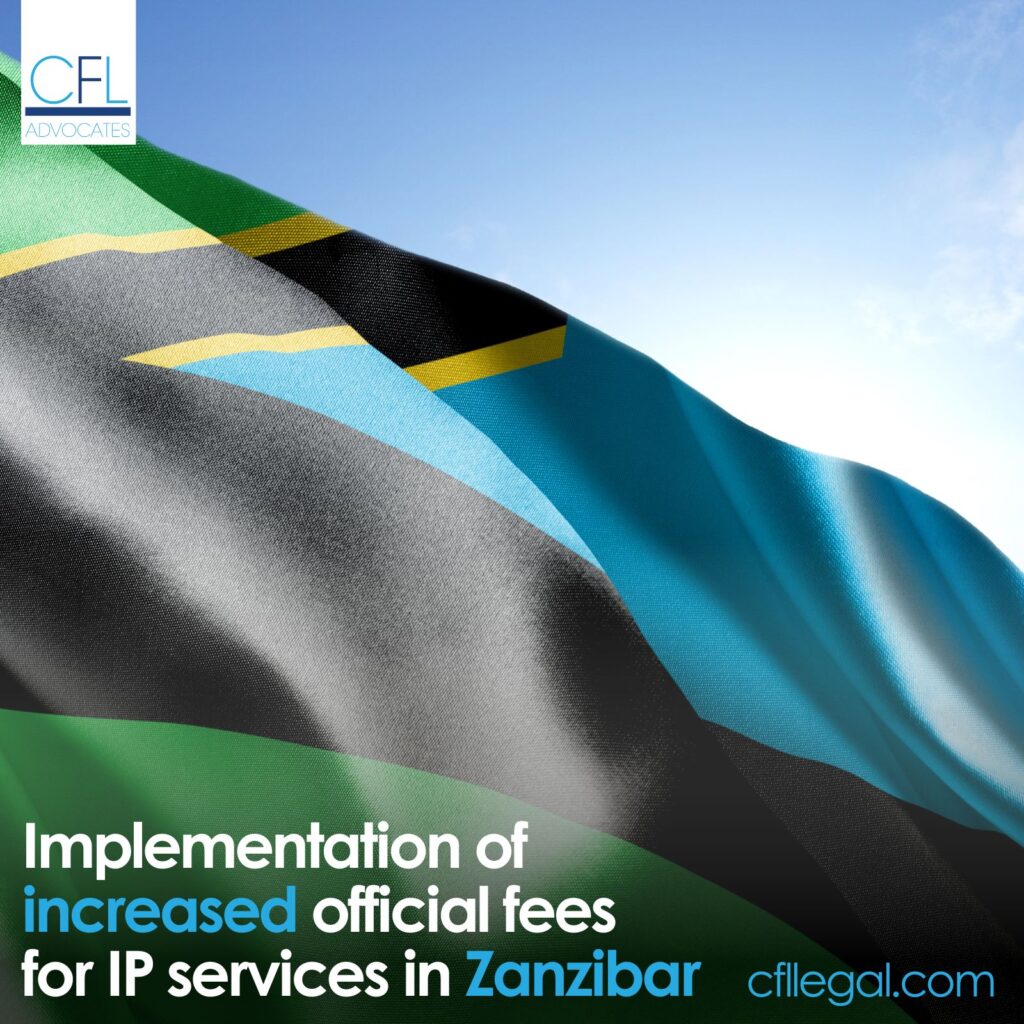 OFFICIAL FEES FOR INTELLECTUAL PROPERTY (IP) SERVICES IN ZANZIBAR